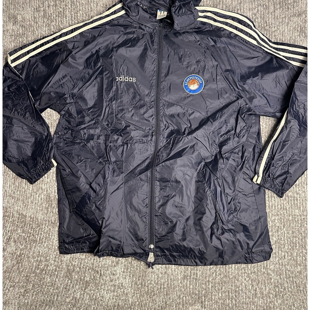 Vintage Adidas Basketball Jacket Greece Peristeri BC Hooded Windbreaker L